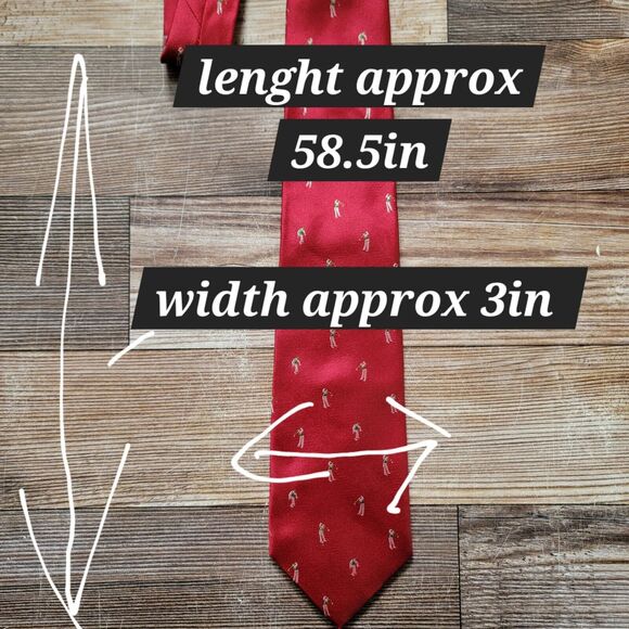 BIRD DOG BAY Men's 100% Silk Necktie USA Golfer Golf Red EUC - Picture 4 of 5